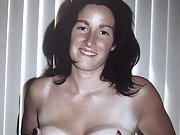 Slut wife showing her big naturals, sucking cock and catching cum