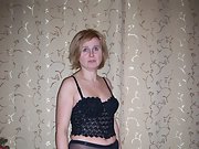 Mature wife Ewa showing trimmed cunt and medium tits