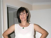 Brunette MILF does upskirt and no shirt for your viewing pleasure