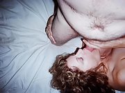 Robin takes a cock in mouth and shows hairy pussy