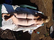 Cute Chubby Wife Camping Outdoors Nude Posing for Hubby at park 5