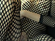 Fishnet bodysuit, sexy striptease, car in the woods, alluring poses