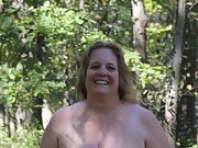 Nude BBW in the woods for your viewing and jackoff enjoyment
