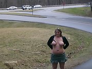 BBW wife gets naked outside at the state park