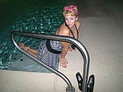 Slutty blonde bitch gets wild in the pool after a party