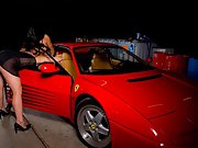 Two sexy lesbians makes out and fuck on red Ferrari
