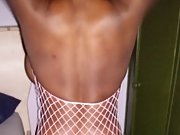 Big Tits Ebony MILF Slut Ndey Posing in Fishnets and Nude