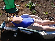 Cute Chubby Wife Camping Outdoors Nude Posing for Hubby at park