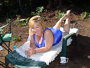 Cute Chubby Wife Camping Outdoors Nude Posing for Hubby at park