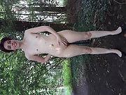 Outdoor wet and Naked in road, risky trip in the forest