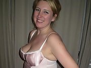 Satin and stockings make for a sexy photo set of hot wife