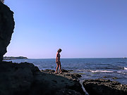 Several photos from my home album-my naked wife and sea beach
