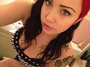 Big tits on display emo girl with tattoos flaunting sexy body and boob