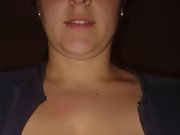 Pretty brunette loves the way her big tits look