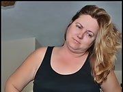 Chubby wife shows off her fat hairy pussy and body