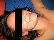 Brunette wife gives a blowjob