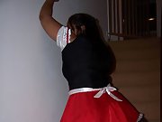 My sexy wife puts on her maid outfit and stripteases