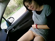 Sexy wife poses naked in her car and bathroom