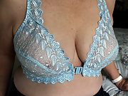 Blue Bra for your viewing pleasure to shoot your load on my tits