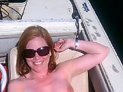 Holly riding on the boat in summer outdoors naked sunbathing