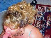 Cocksuking blonde loves to get cum on her face