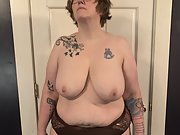 BBW Hairy Wife In Stockings and Wet Panties Pretty Giant Tits