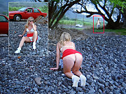 Blonde wife enjoys Auto-erotic Outdoor Flashing fun on holiday