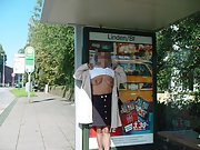 Mature bbw blonde wife flashes outside and shows her naked body