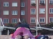 Young and lusty couple get caught on the beach having sex in public
